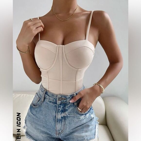 SHEIN Unity Solid Backless Cami Bodysuit NWT Sz M - Picture 1 of 12